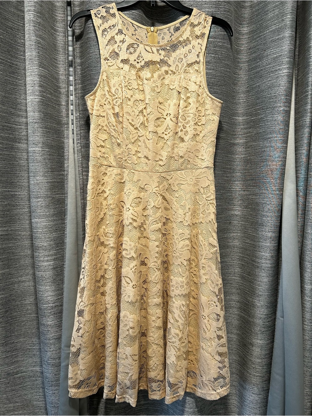 Sleeveless Lace Fit & Flare Dress in Cream